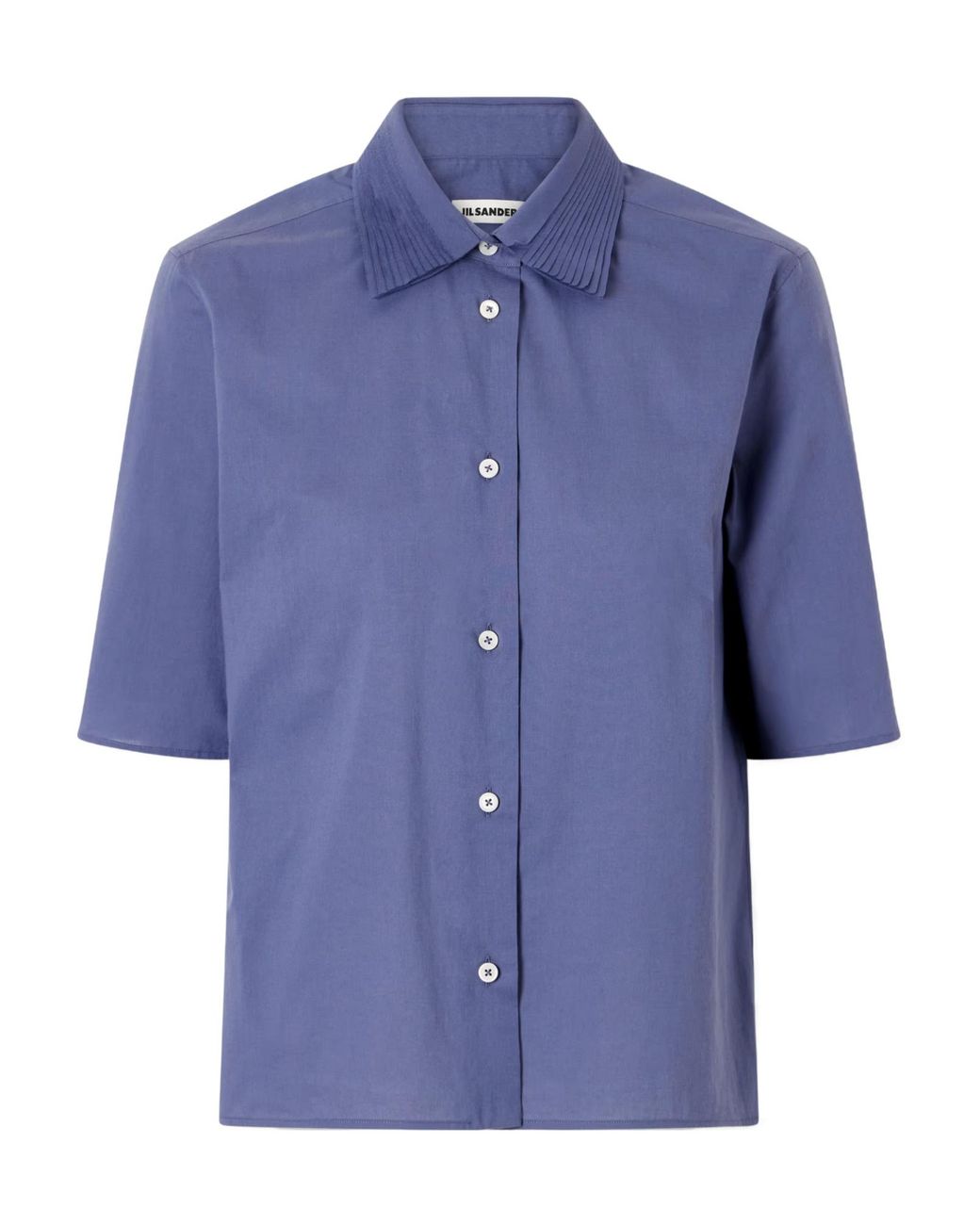 Jil Sander Blue Pleated Short-Sleeve Shirt