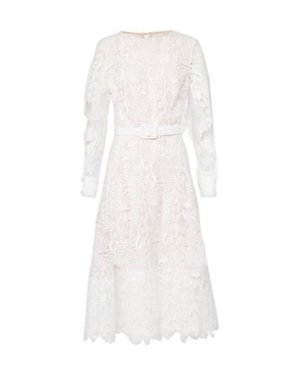 Oscar de la Renta White Floral Lace Cocktail Dress