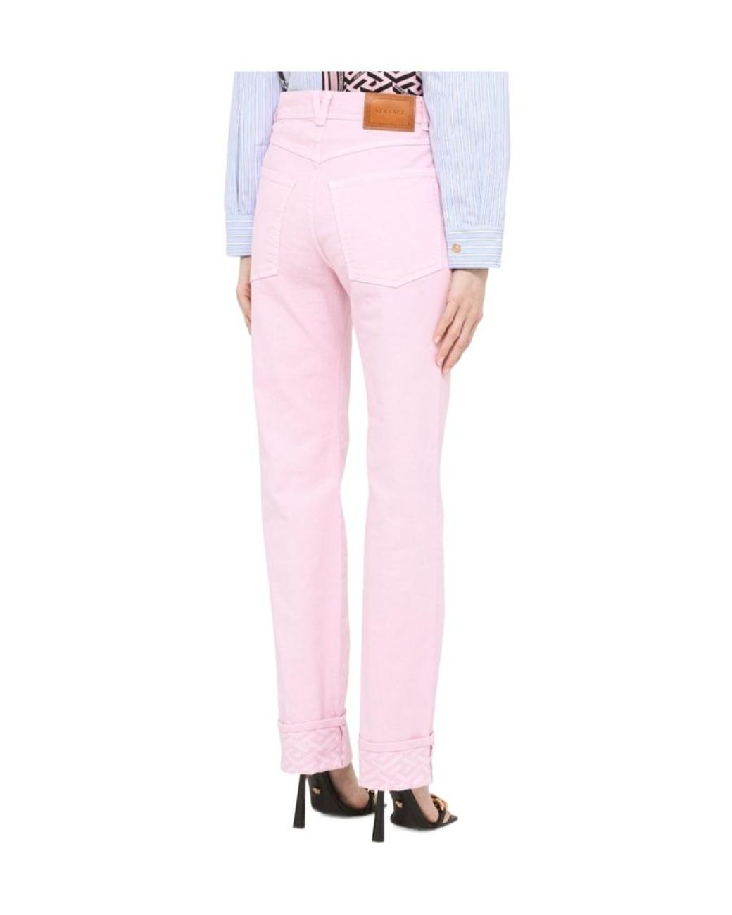 Versace Pink High-Waisted Straight Trousers