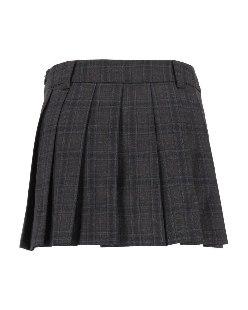 DUNST Black Pleated Checked Mini Skirt