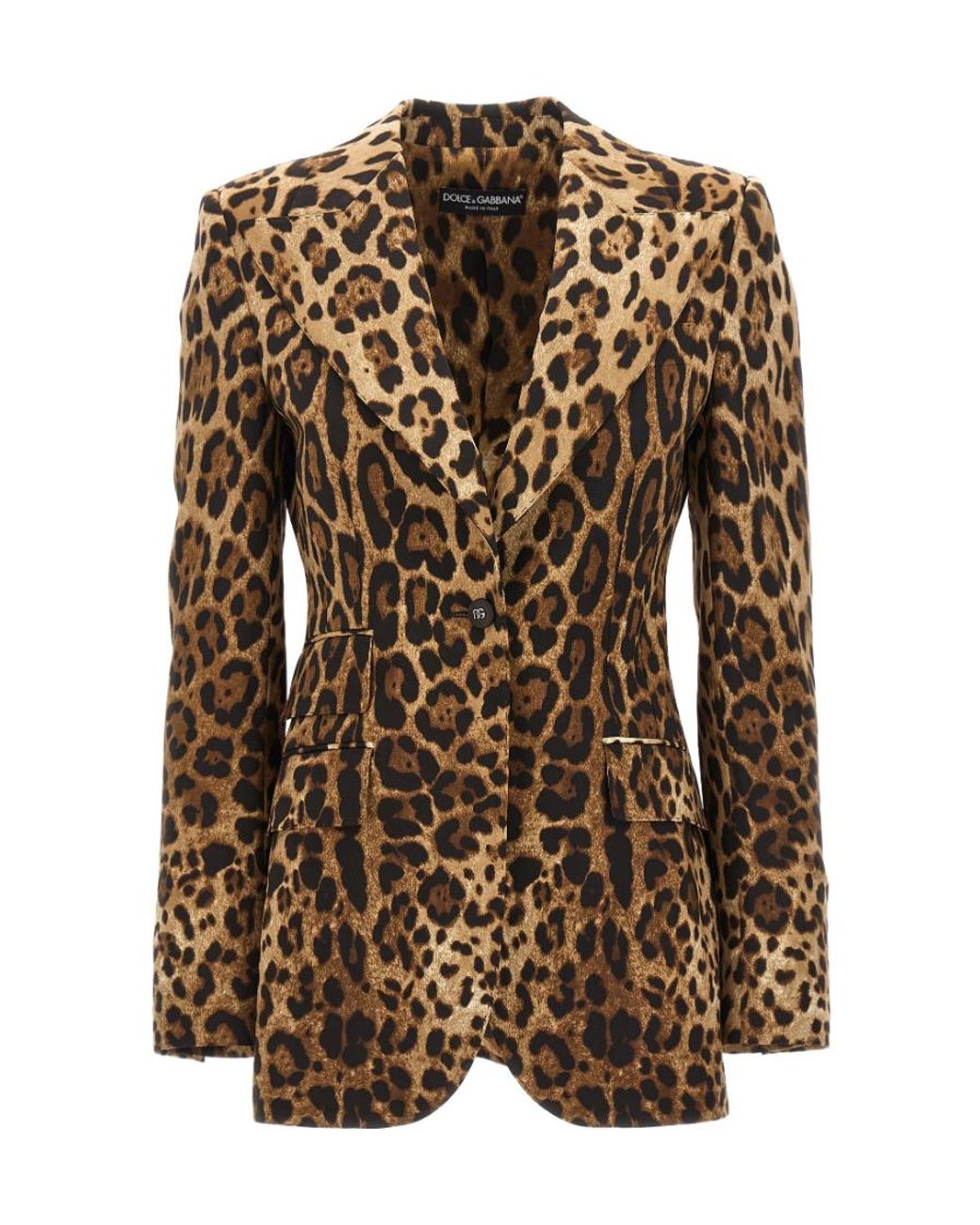Dolce & Gabbana Brown Leopard-Pint Single-Breasted Blazer