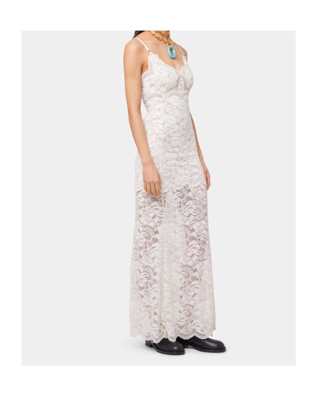 Rabanne White Lace Detailed Sleeveless Maxi Dress