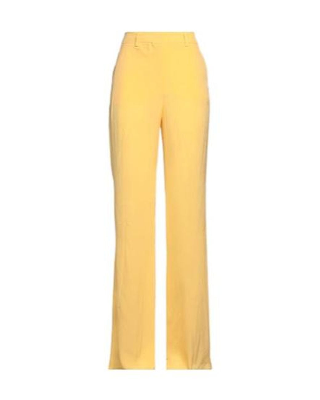 Sportmax Yellow Large-Sized Casual Pants With Multiple Pockets