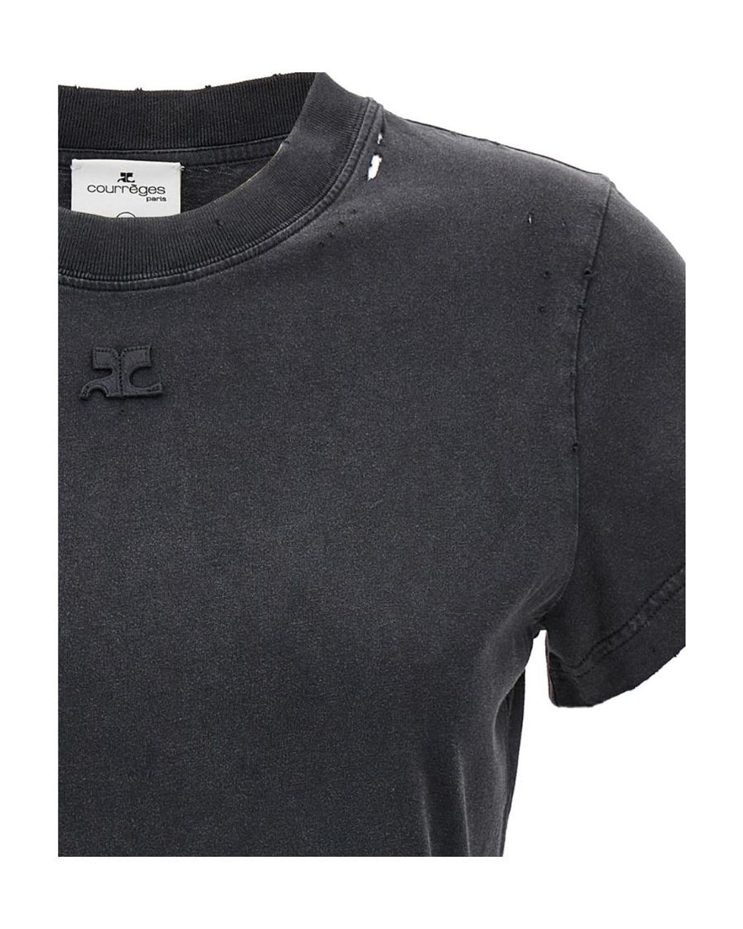 Courreges Black Cotton T-shirt