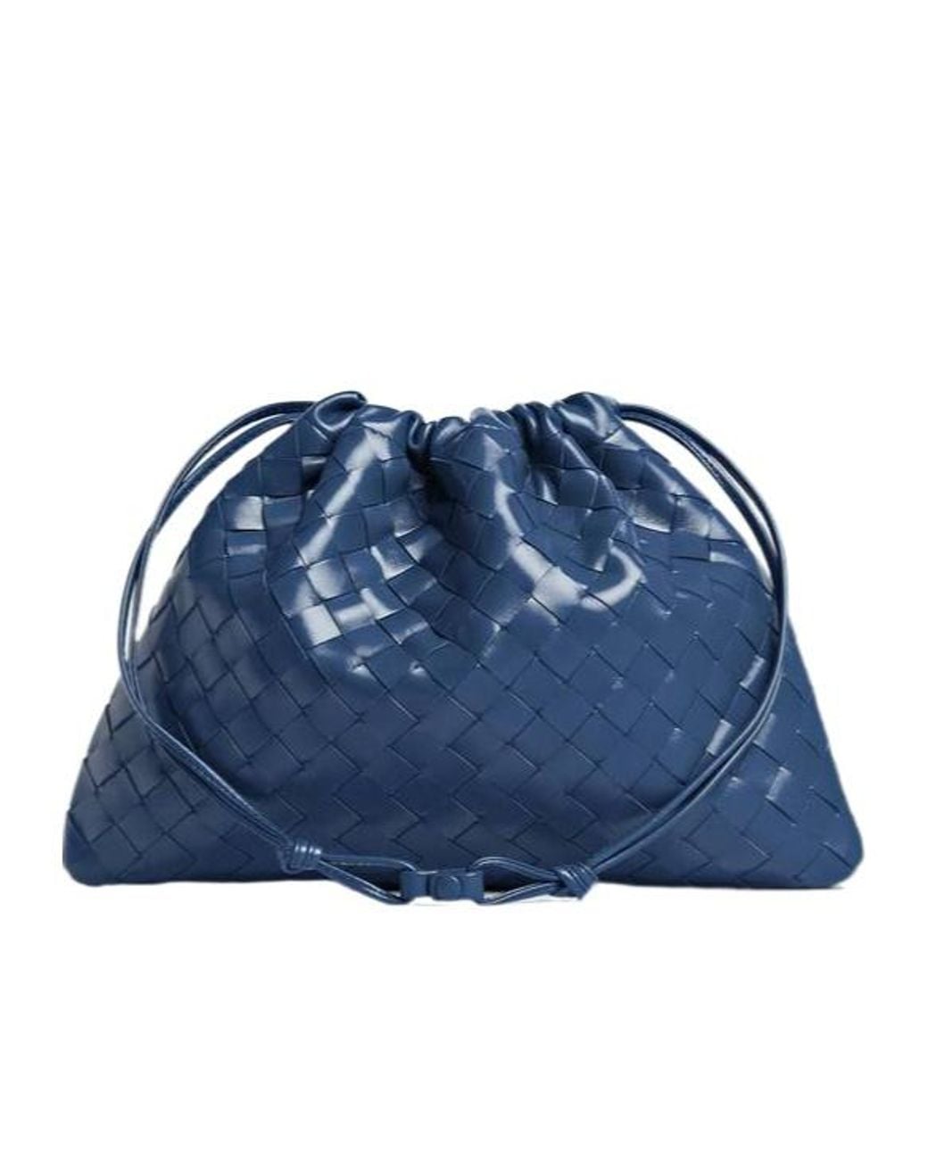 Bottega Veneta Blue Intrecciato Drawstring Shoulder Bag
