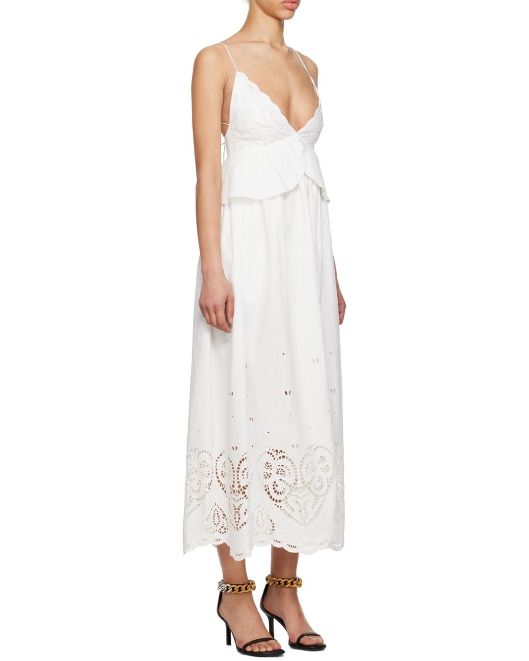 Stella McCartney White Brodarie Anglaise Strapped Maxi Dress