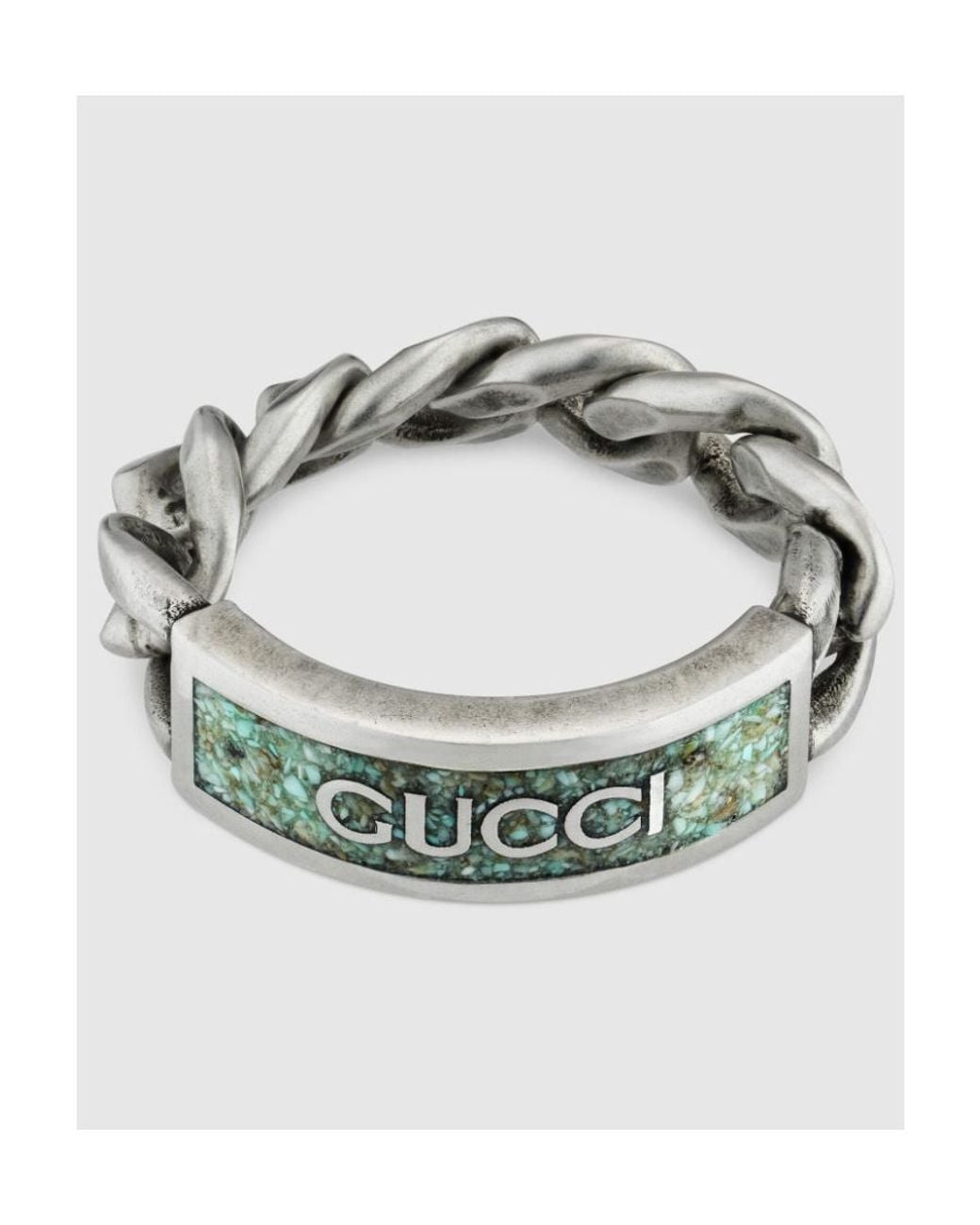 Gucci Green Logo Plaque Chain Ring