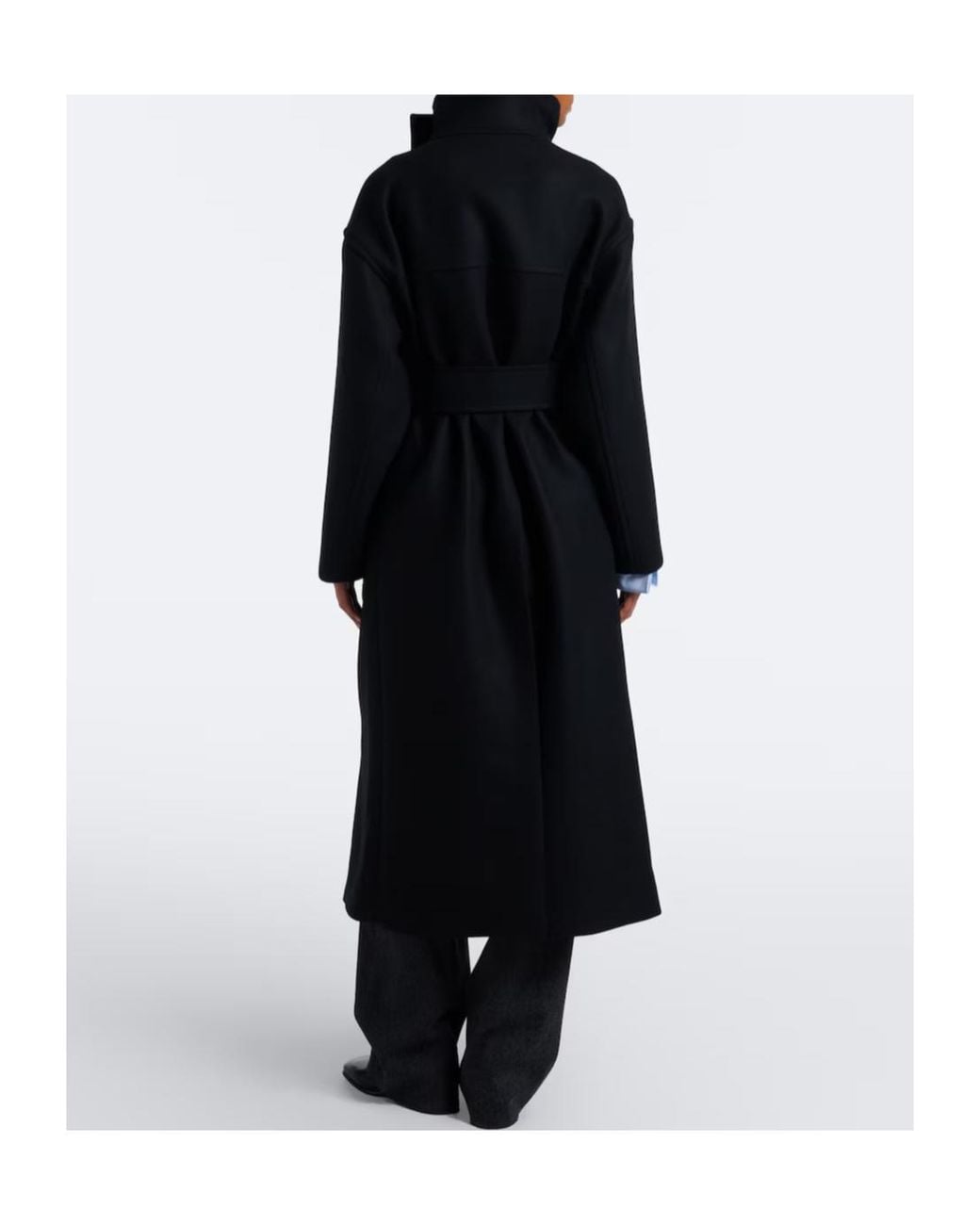 Joseph Black Fiore Wool-Blend Wrap Coat