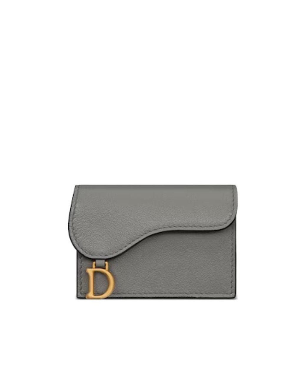 Dior Gray Saddle Flap Card Holder