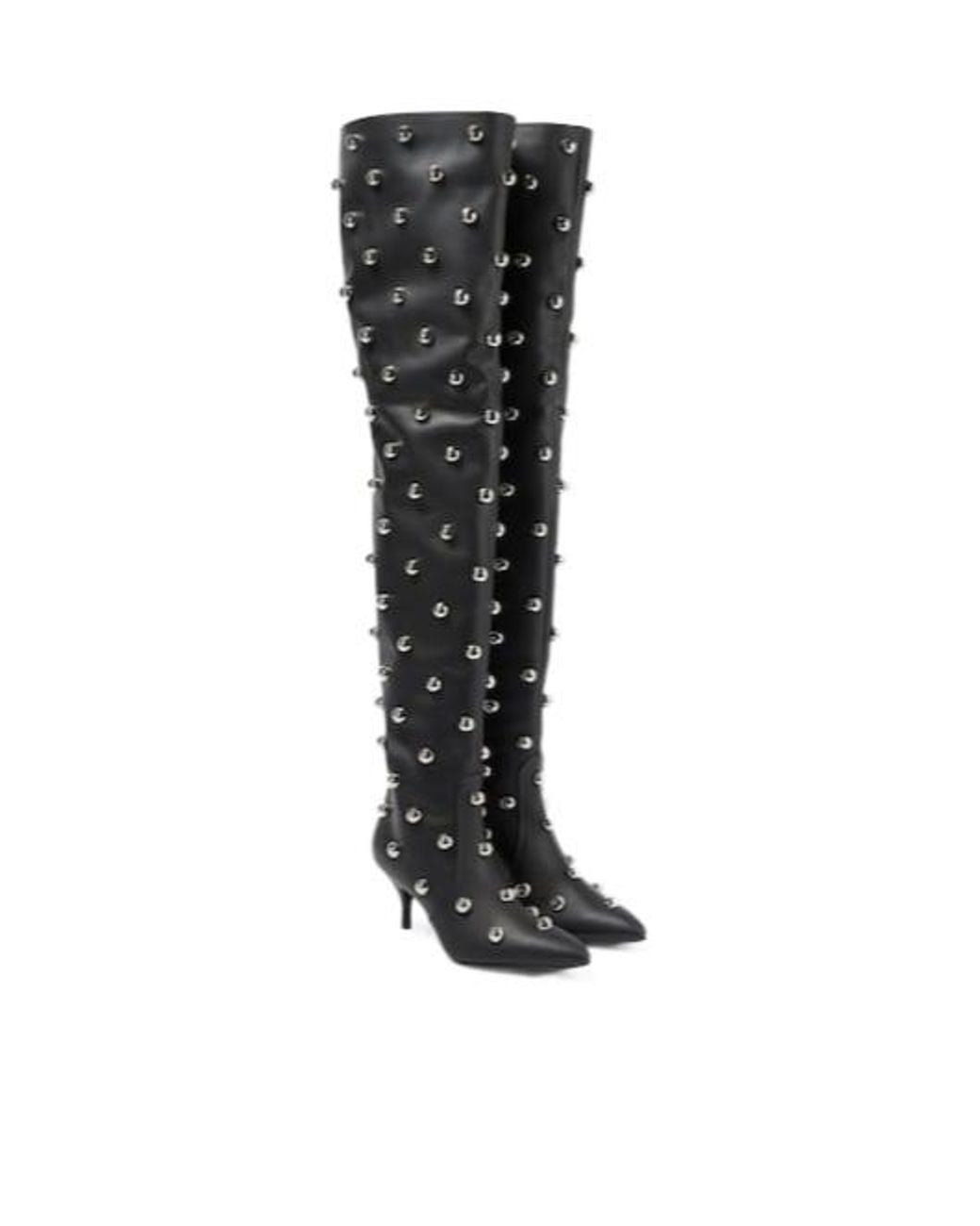 Magda Butrym Black Embellished Leather Over The Knee Boots