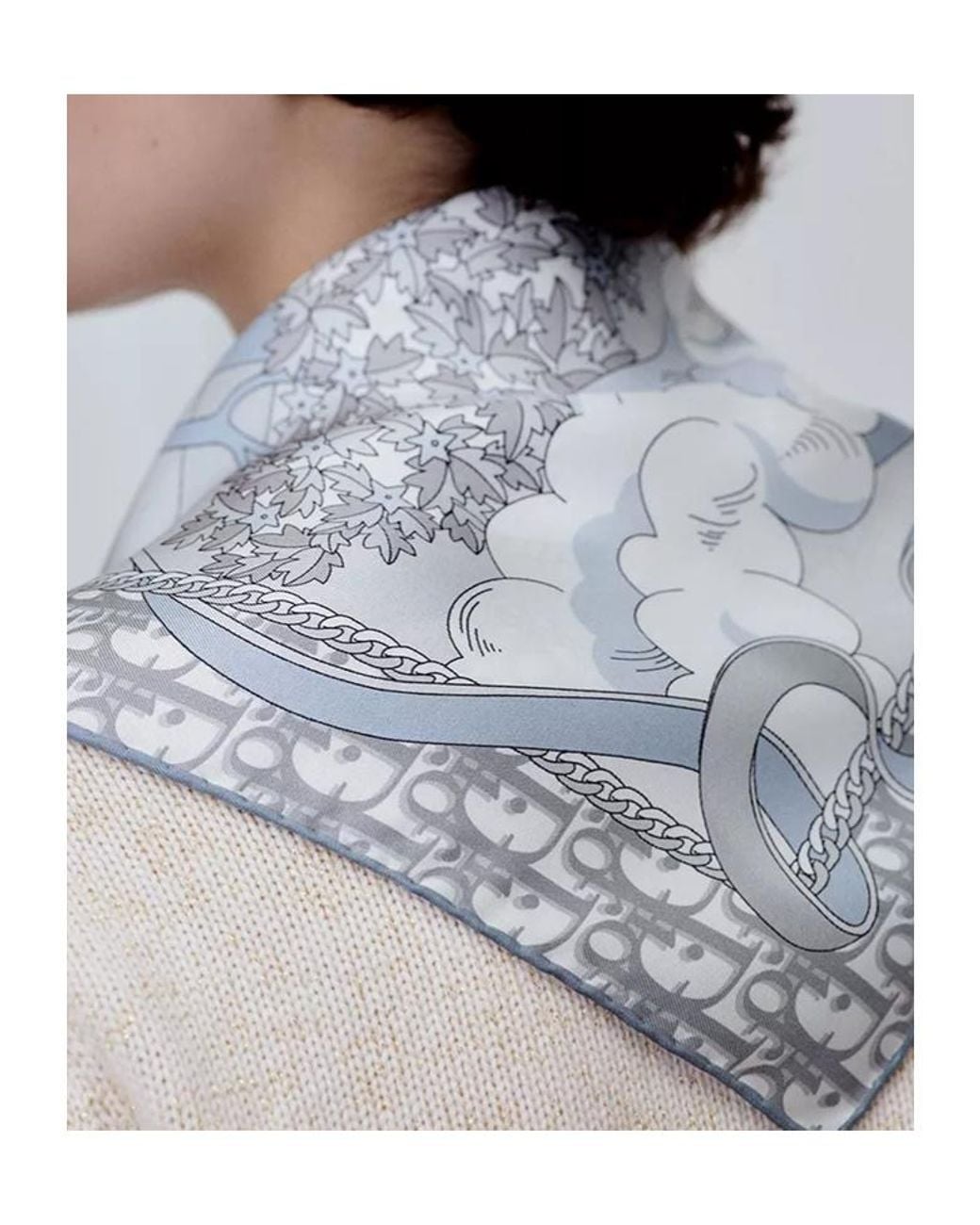 Dior Gray Avenue90 Square Scarf