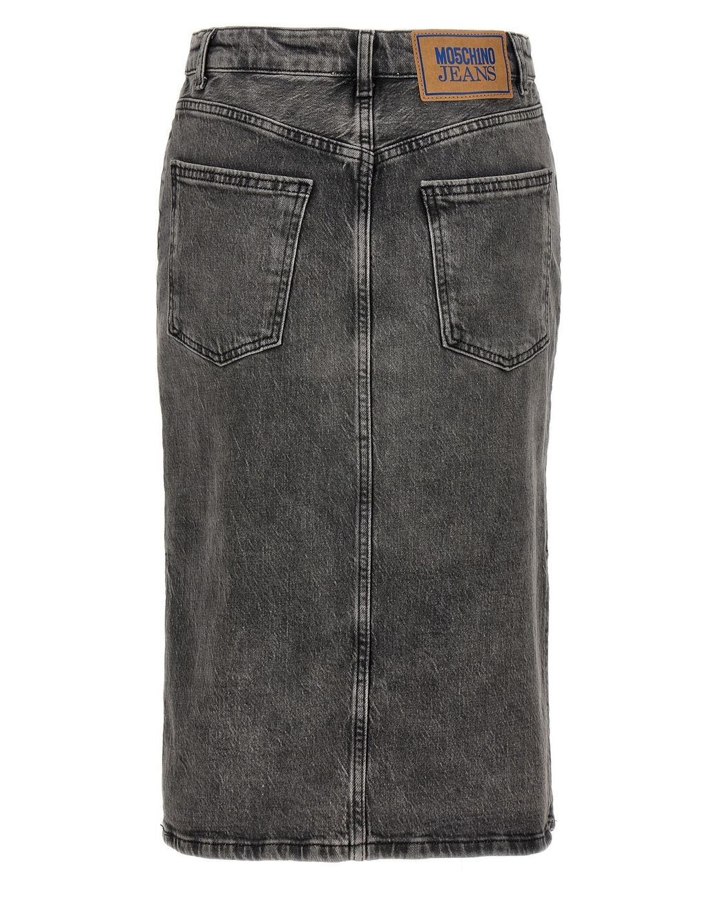 Moschino Gray Jeans Side Slit Denim Skirt