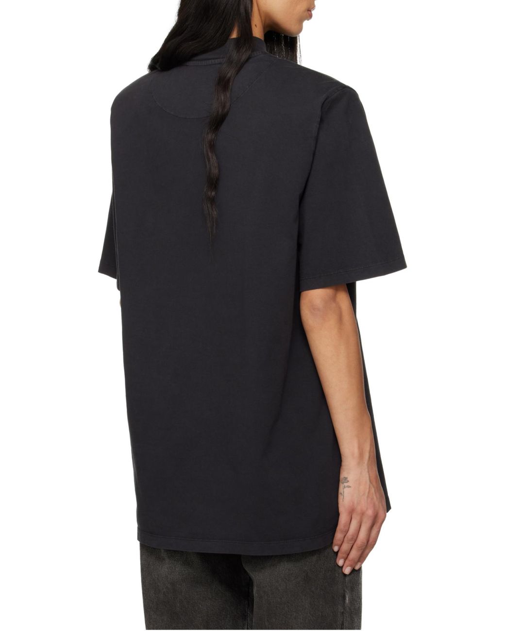 The Attico Black The Logo Embroidered Oversized T-Shirt