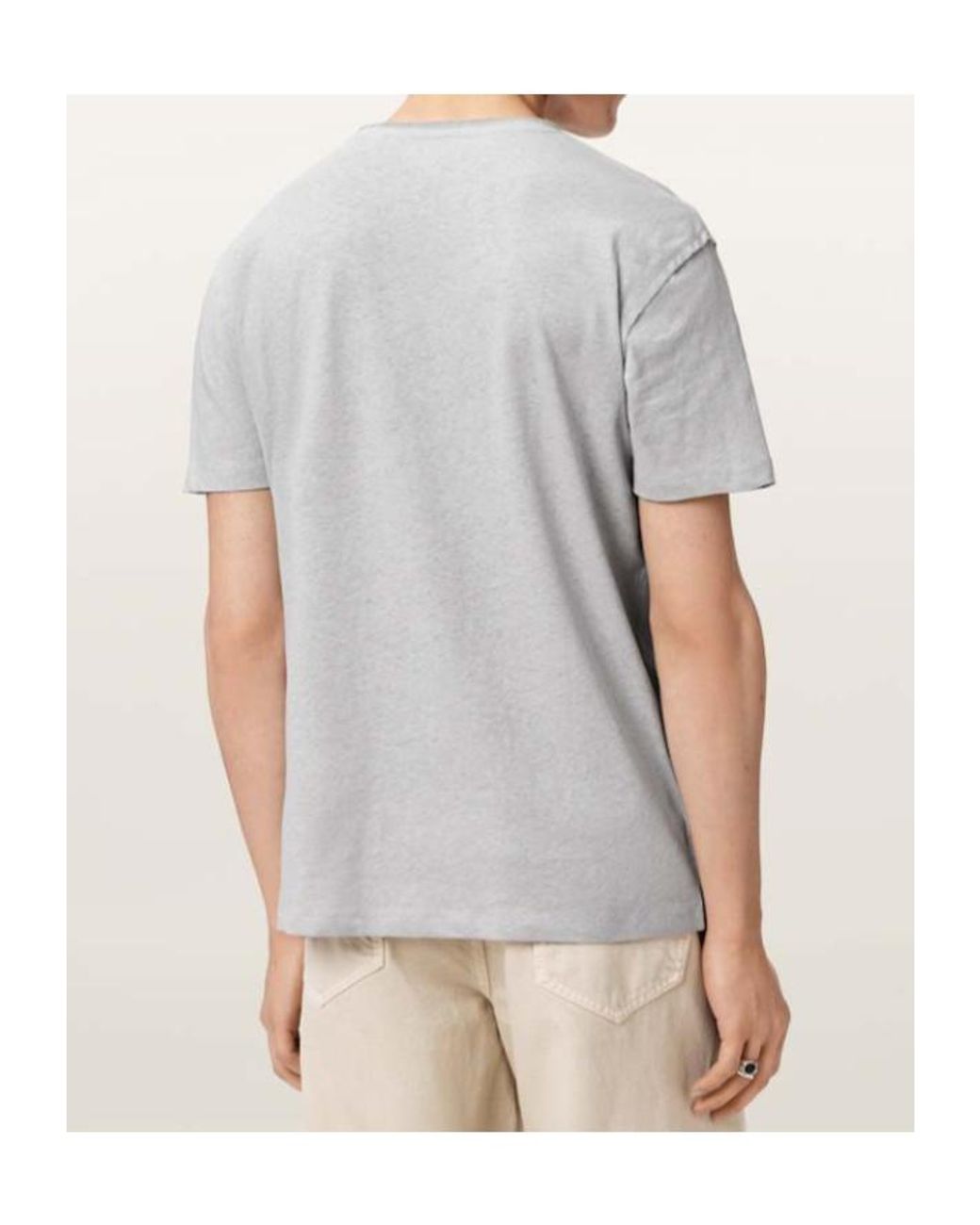 AllSaints Gray Flax Short Sleeve Ramskull T-Shirt for men