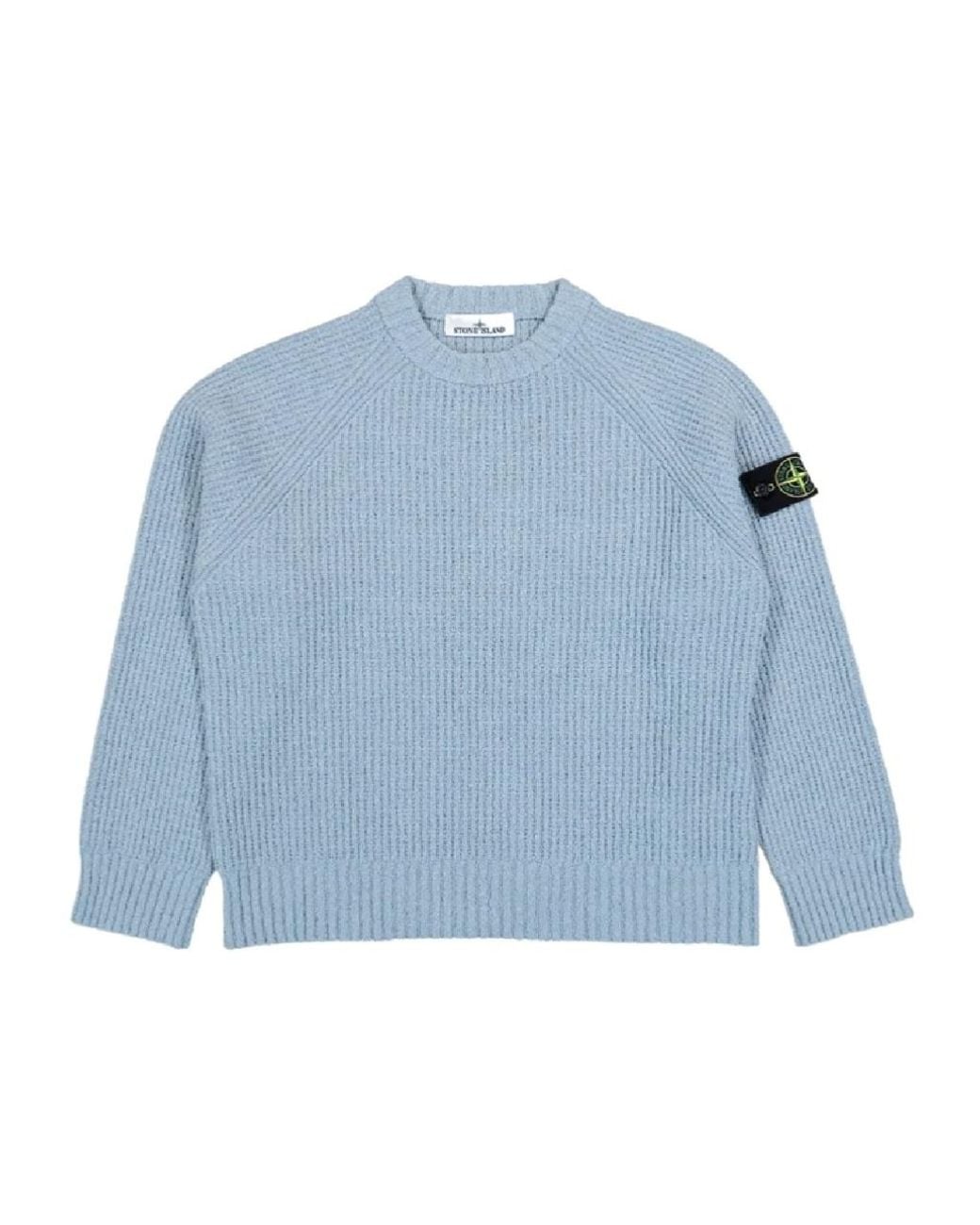 Stone Island Blue Logo Patch Crewneck Jumper for men