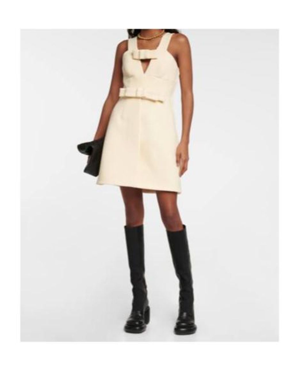 Jil Sander Natural Bow-Detail Wool-Blend Minidress
