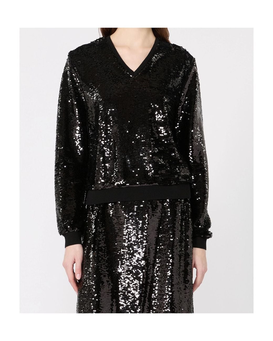 Weekend by Maxmara Black Jersey And Sequin Blouse