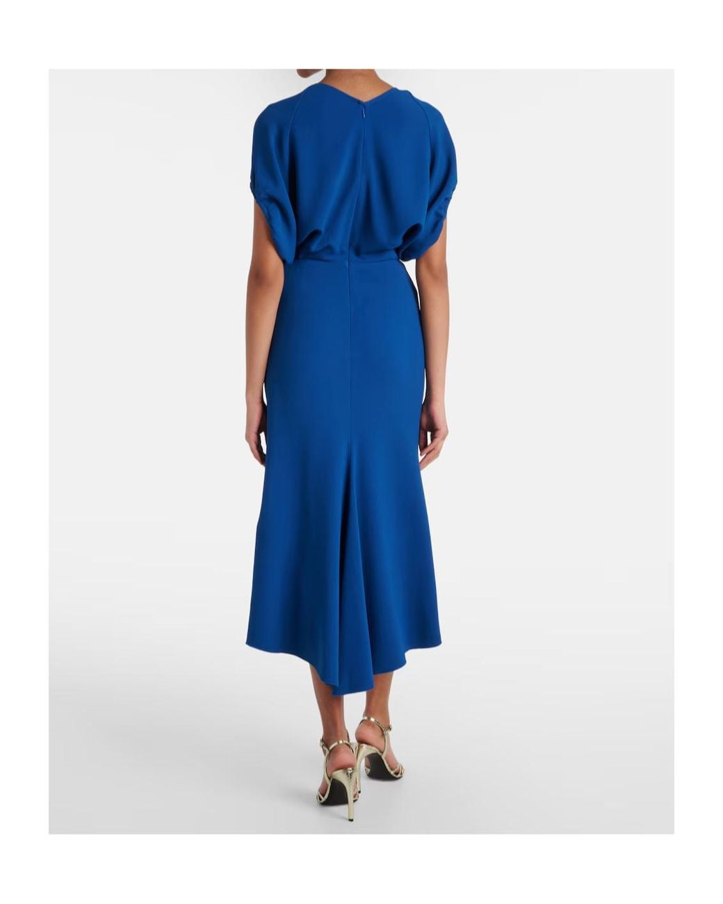Victoria Beckham Blue Crepe Satin Midi Dress