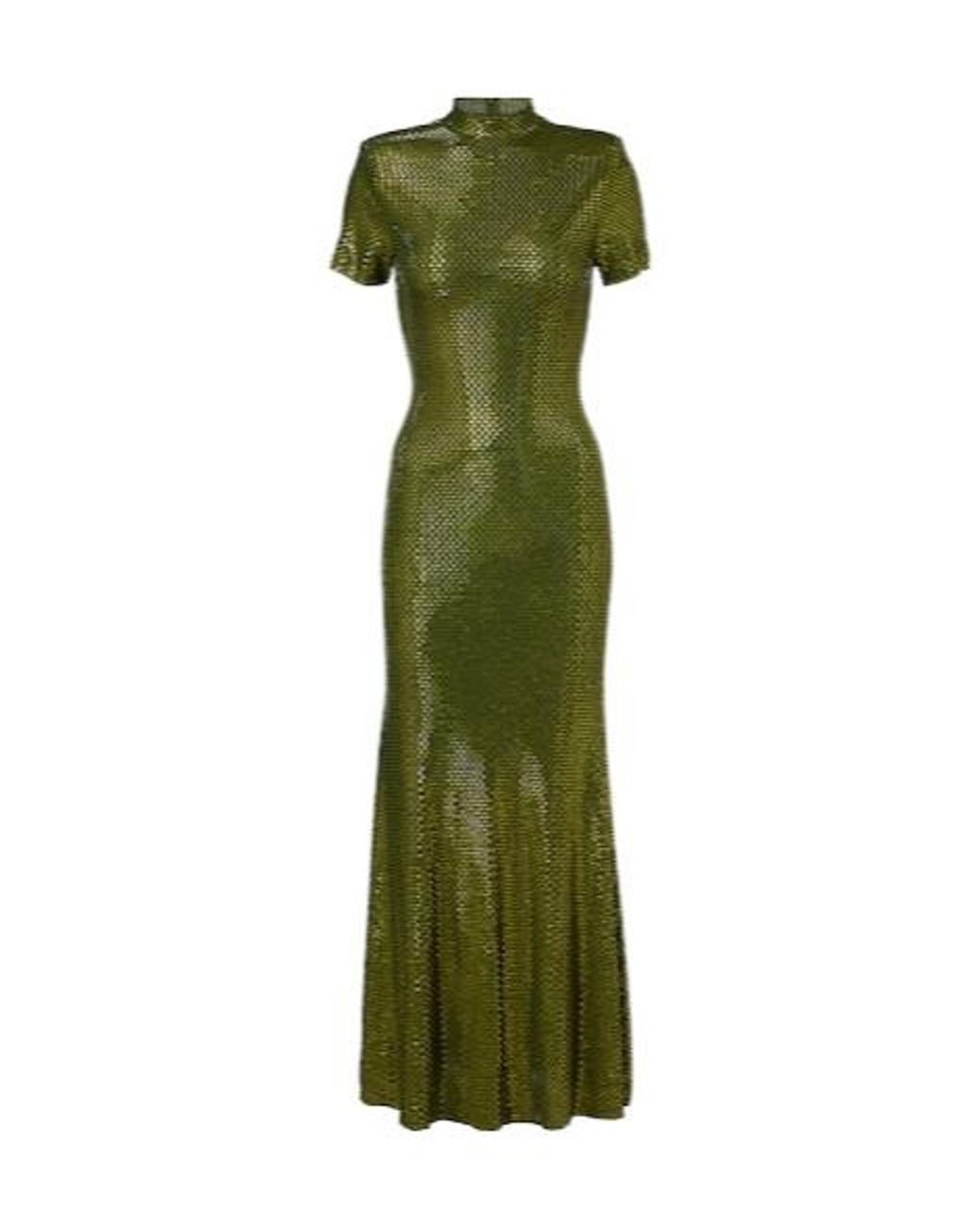 Self-Portrait Green Embellished Mesh Maxi Dress