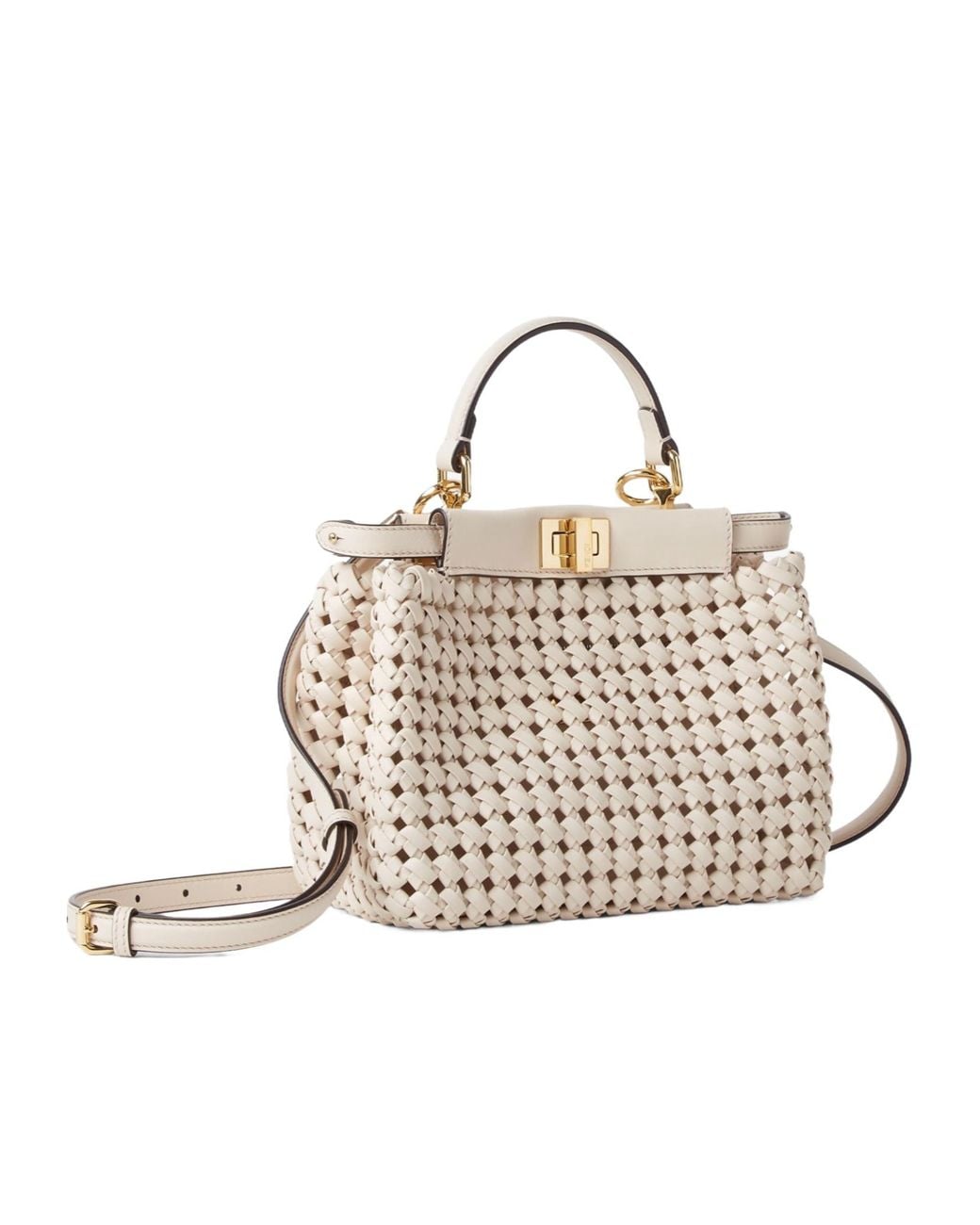 Fendi Natural Camellia Interlaced Leather Bag