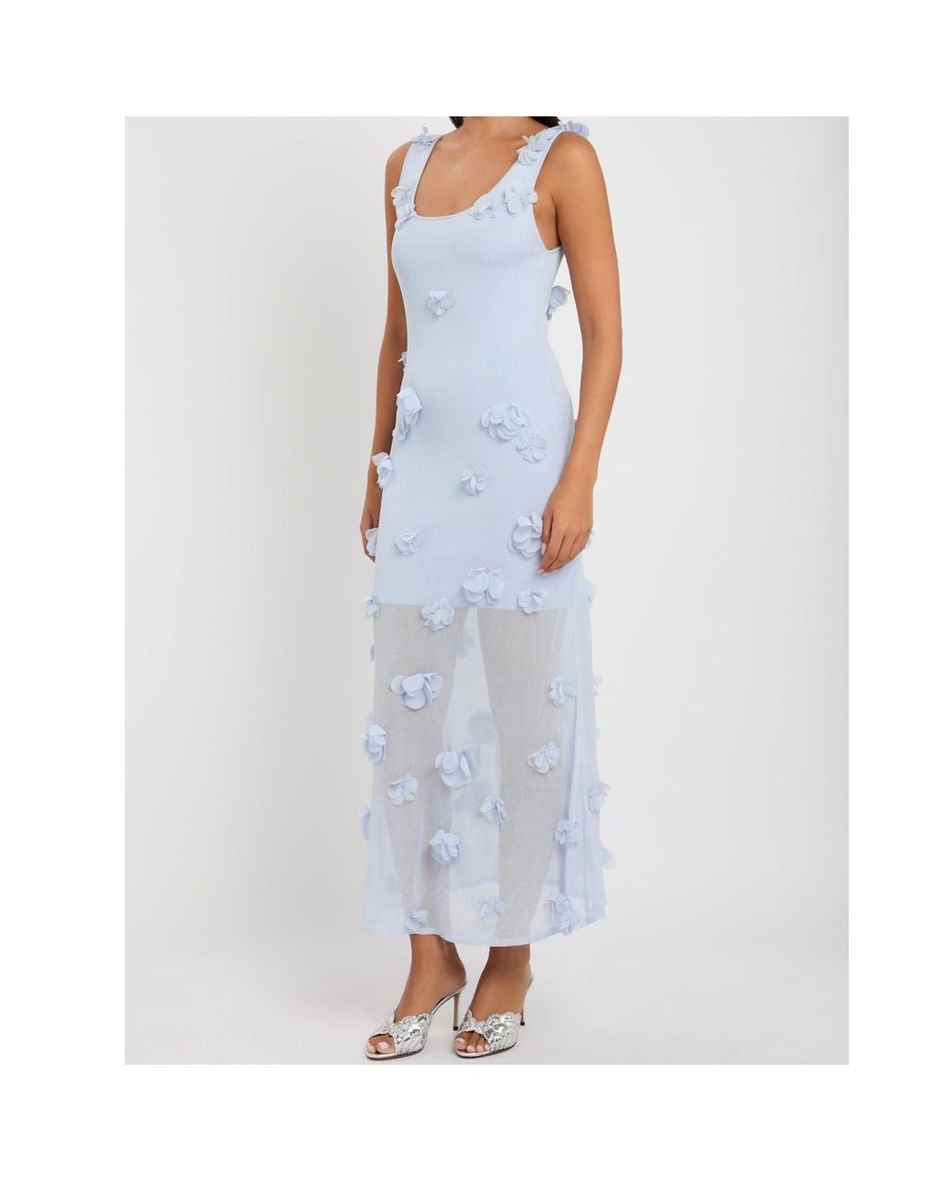 Jonathan Simkhai Blue Floral-Appliqué Midi Dress