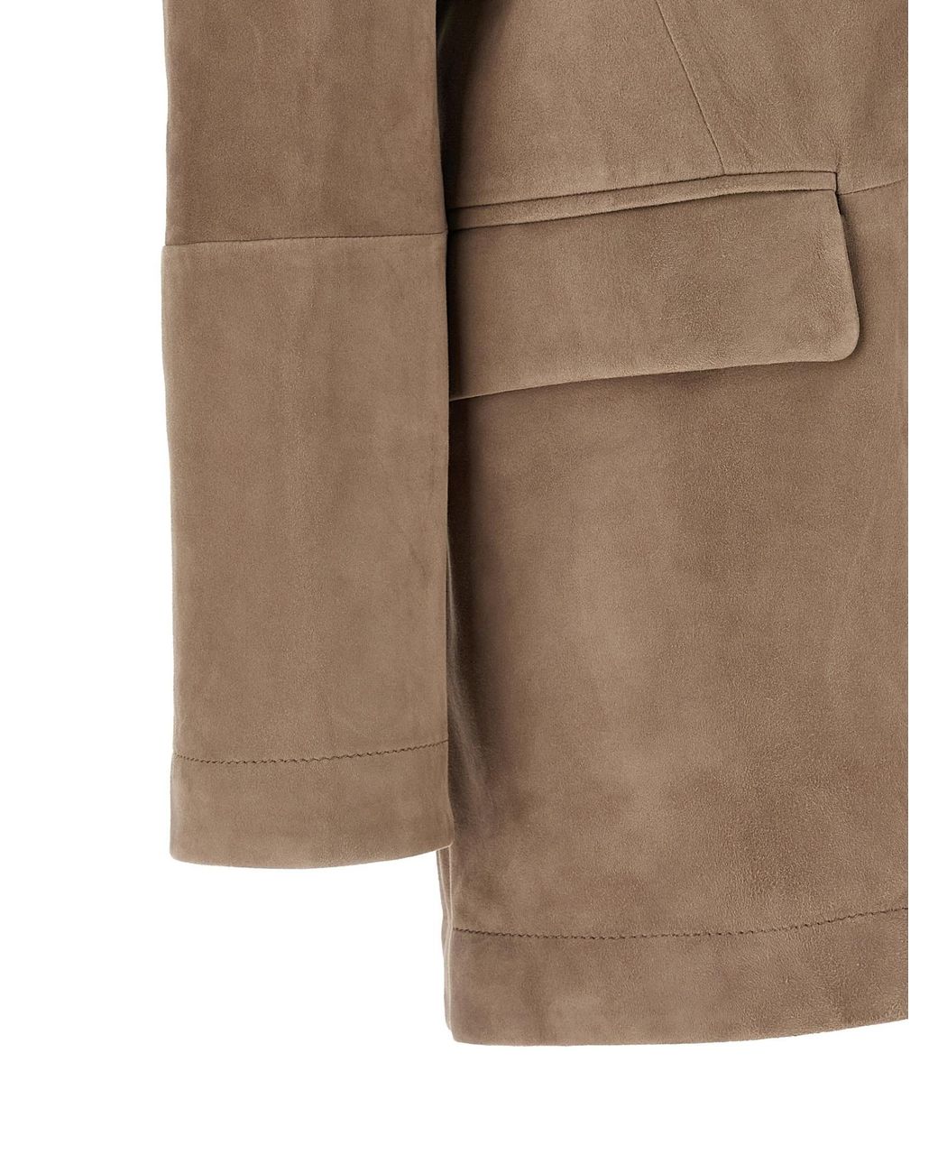 Brunello Cucinelli Brown Suede Jacket With Monile