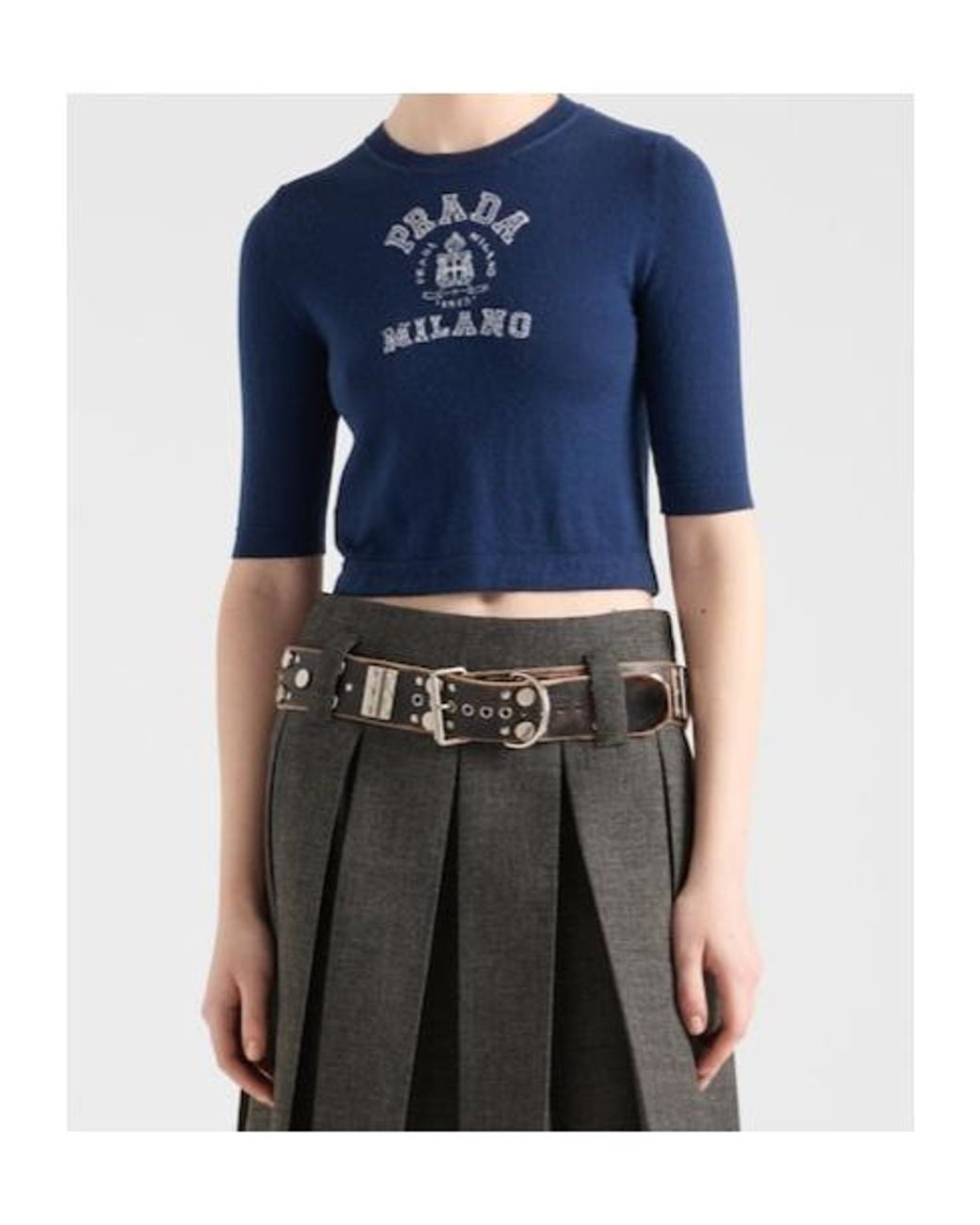Prada Blue Cashmere Logo Sweater