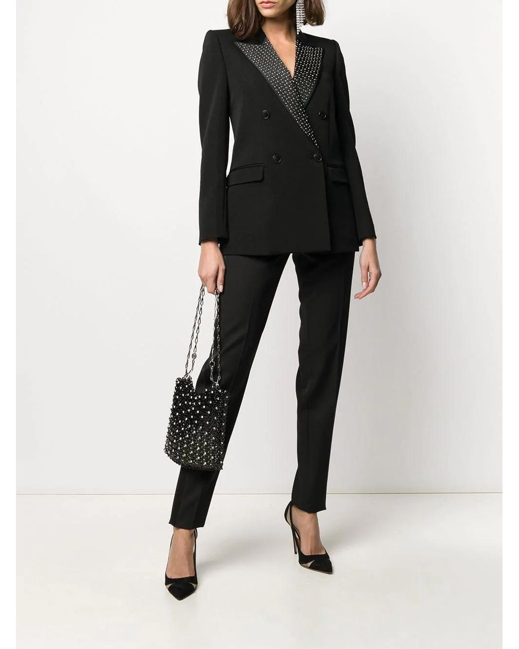 Saint Laurent Black Tuxedo Straight Leg Pants