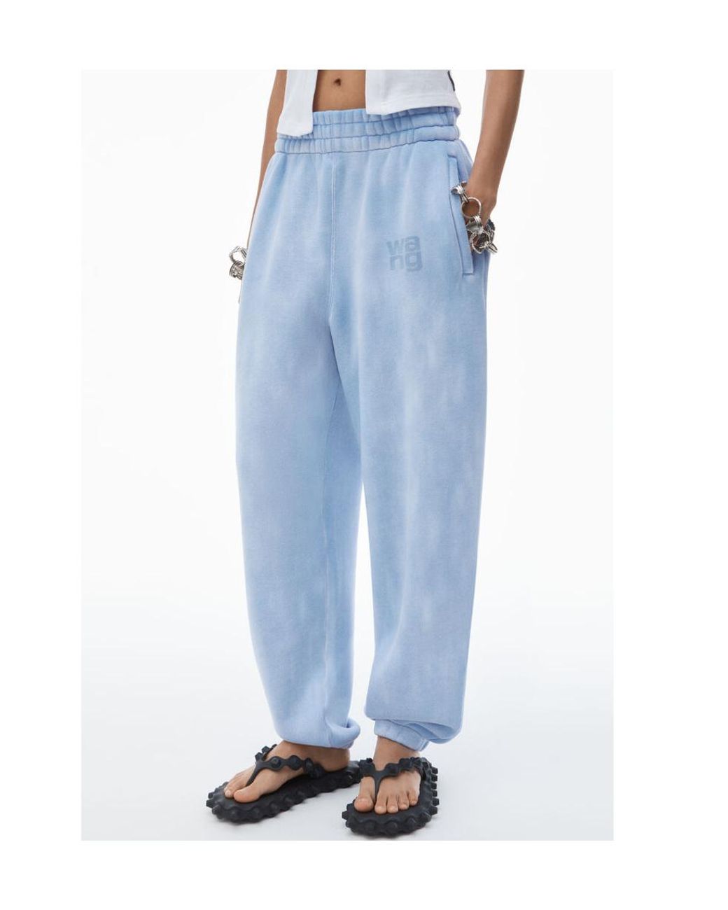 T By Alexander Wang Blue Alexander Wang Essential Terry Ribbed Hem Joggers
