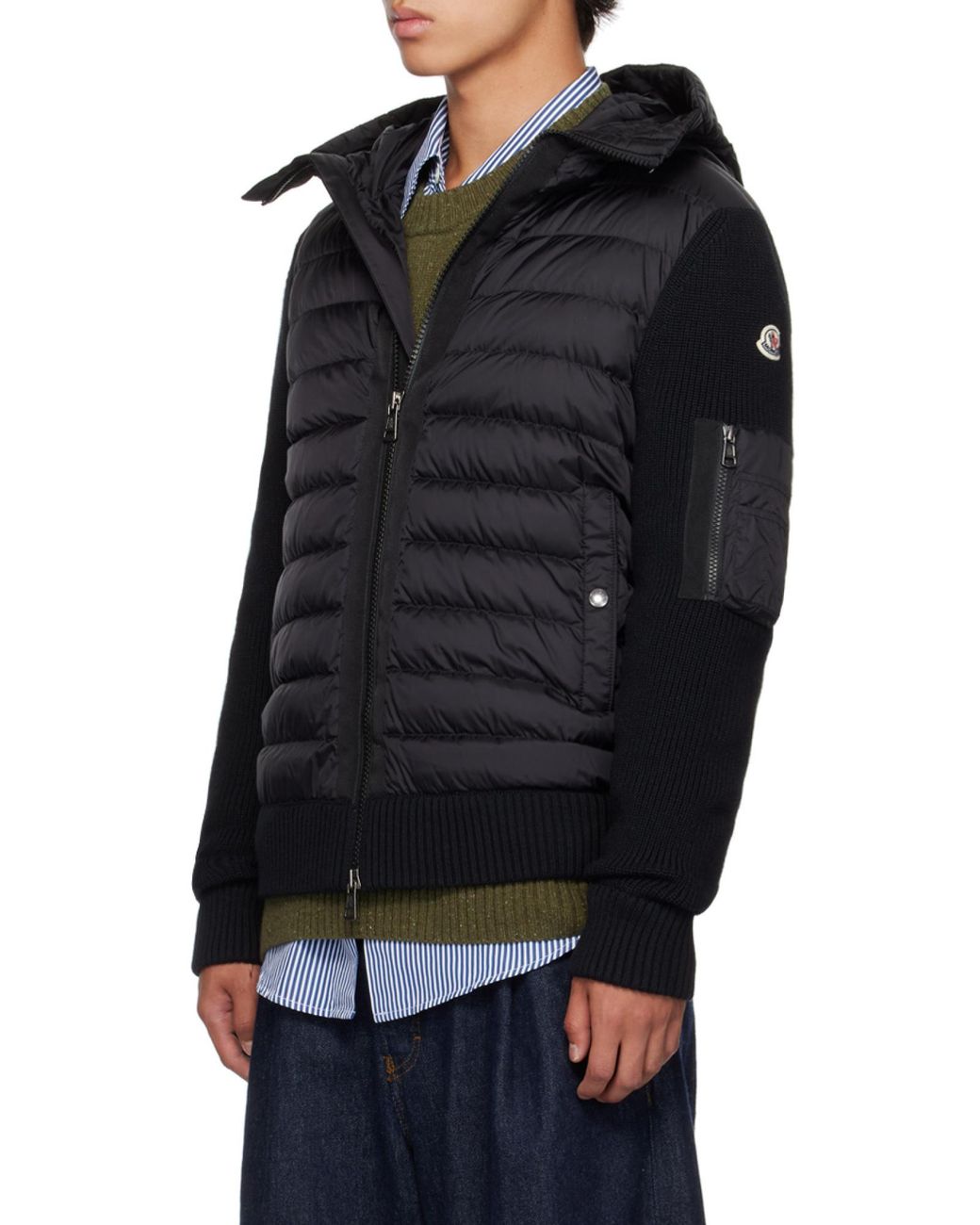 Moncler Black Padded Front Zip Jacket for men