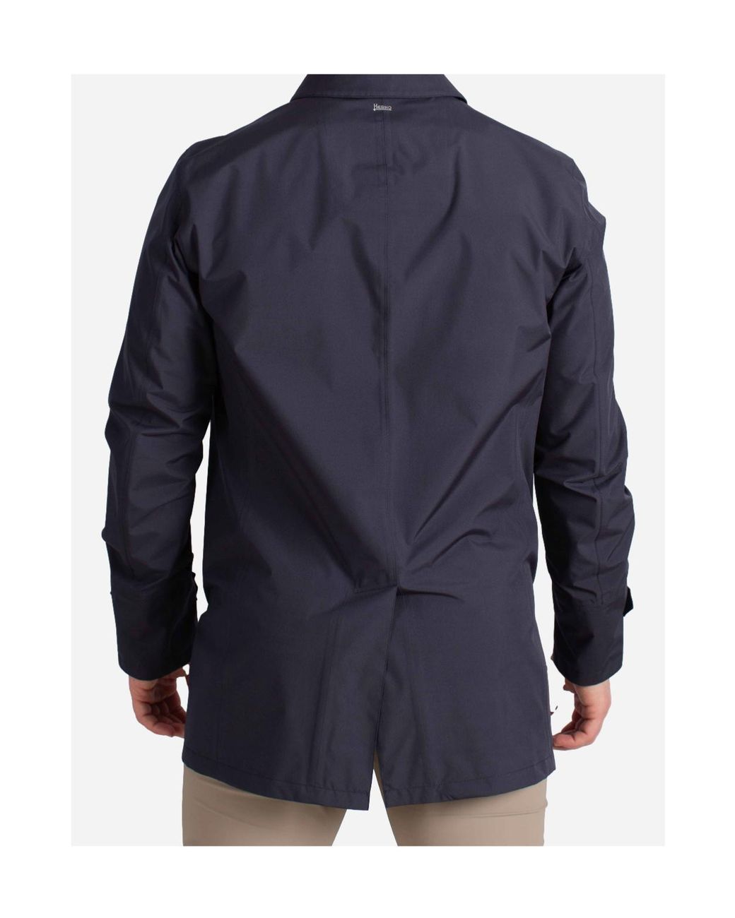 Herno Blue Straight Hem Buttoned Coat for men
