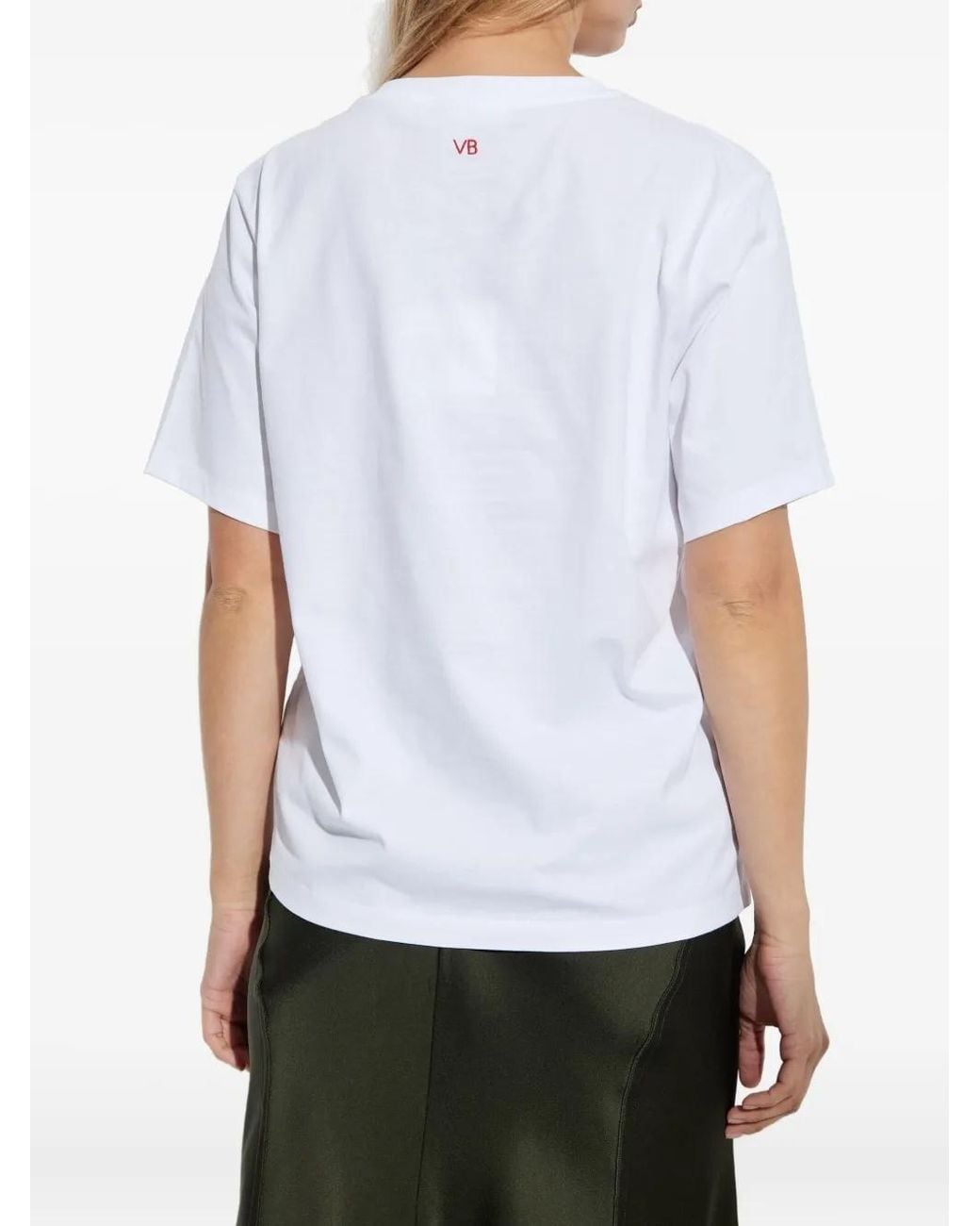 Victoria Beckham White Printed Pattern Tshirt