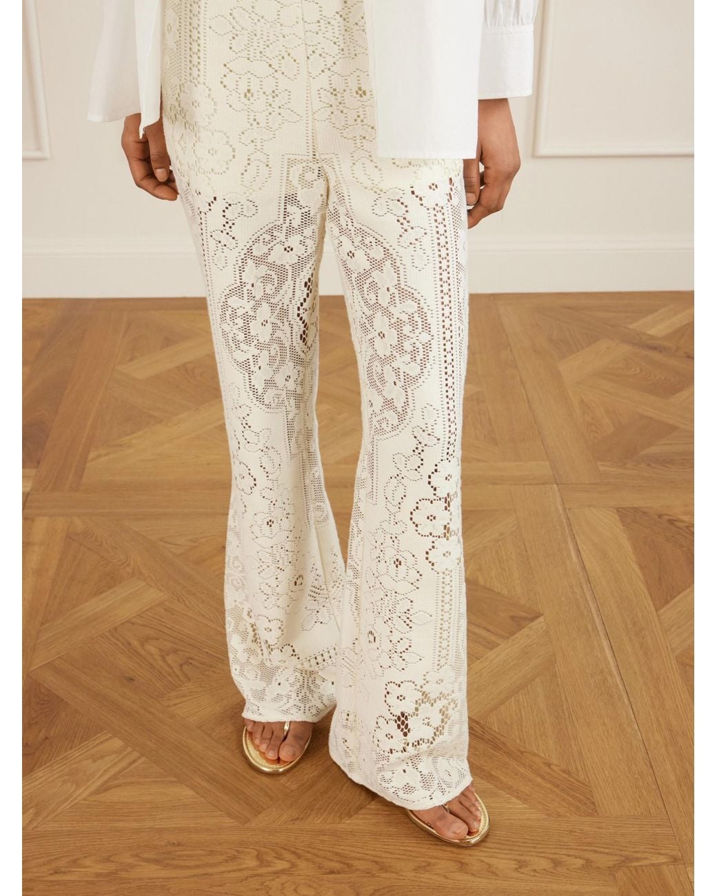 Sea White Arianna Floral Lace Trousers