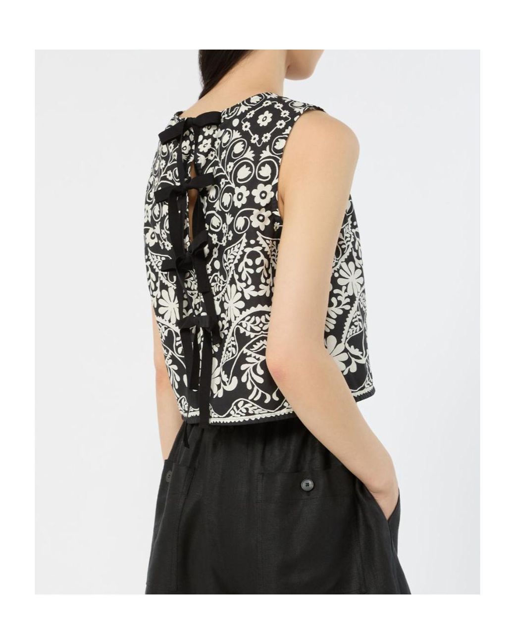Weekend by Maxmara Black Wkifanale Printed Sleeveless Top