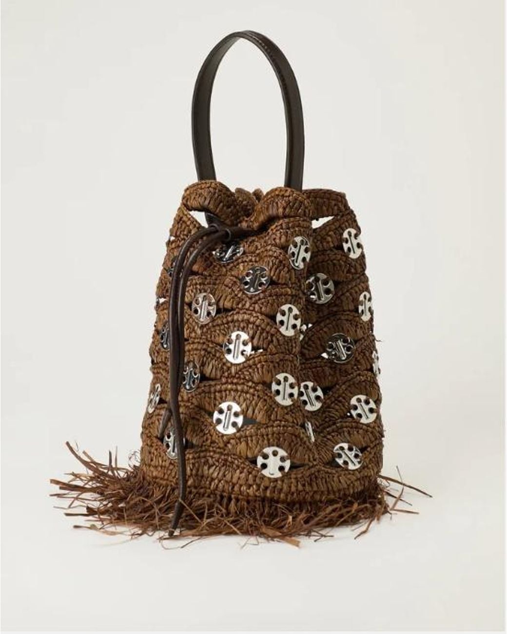 Rabanne Brown Logo-Embossed Bucket Bag