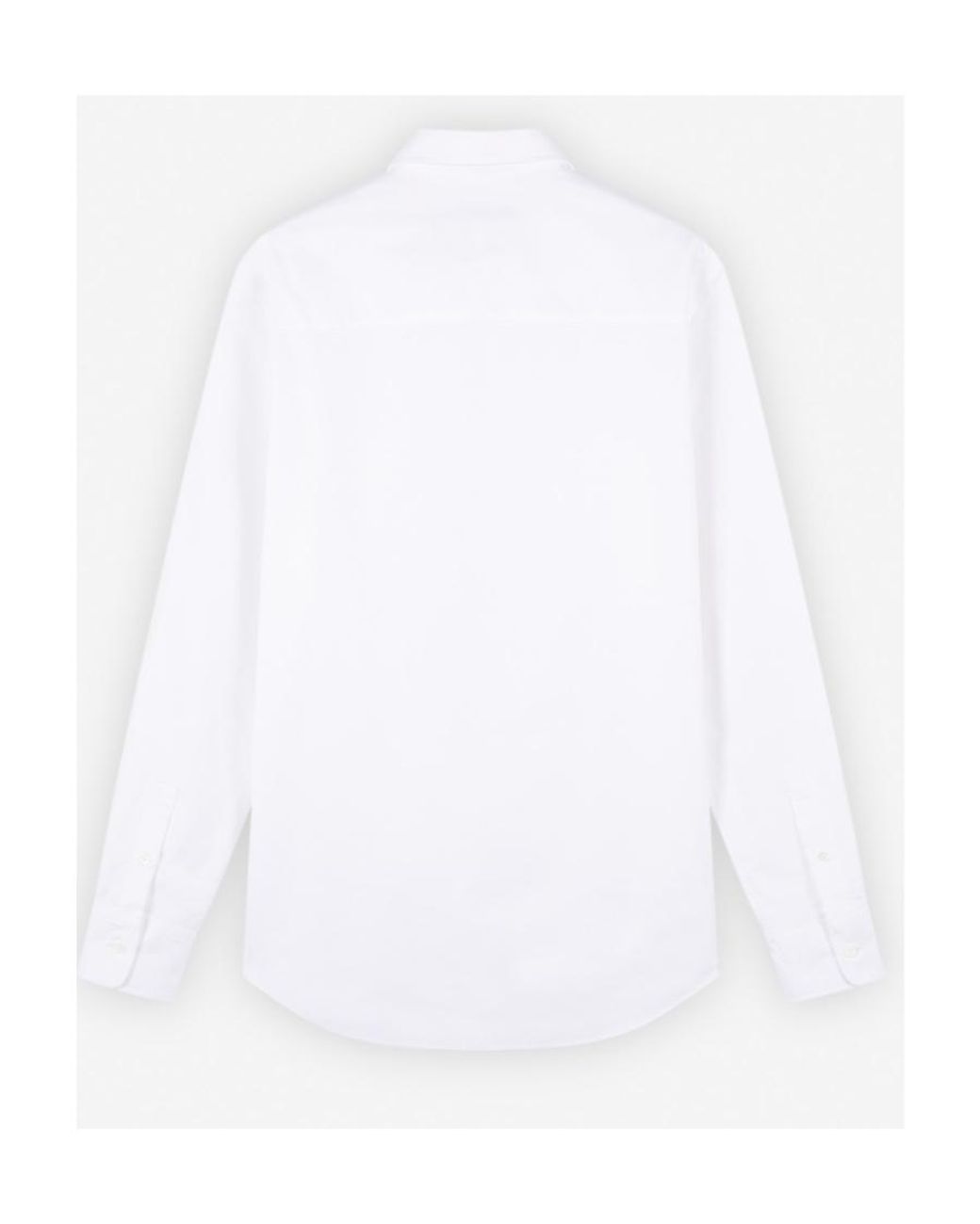 Maison Kitsuné White Maison Kitsuné Fox Patch Curved Hem Shirt for men