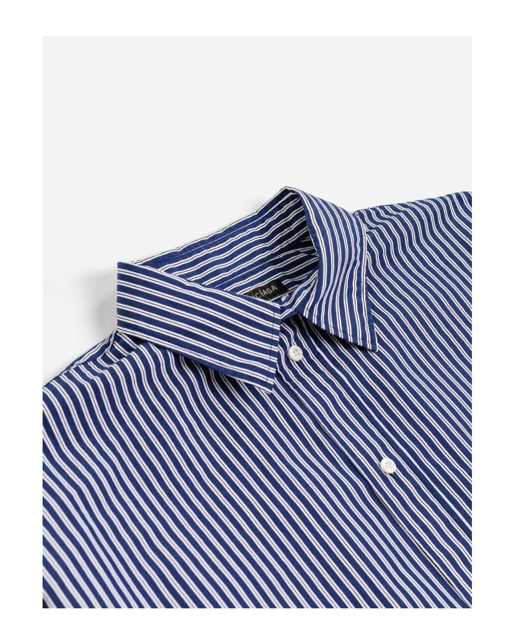 Balenciaga Blue Button-Up Striped Shirt for men