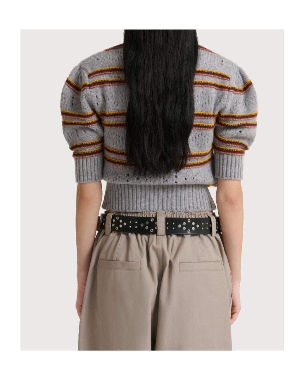 Marni Gray Openwork Knit Jumper