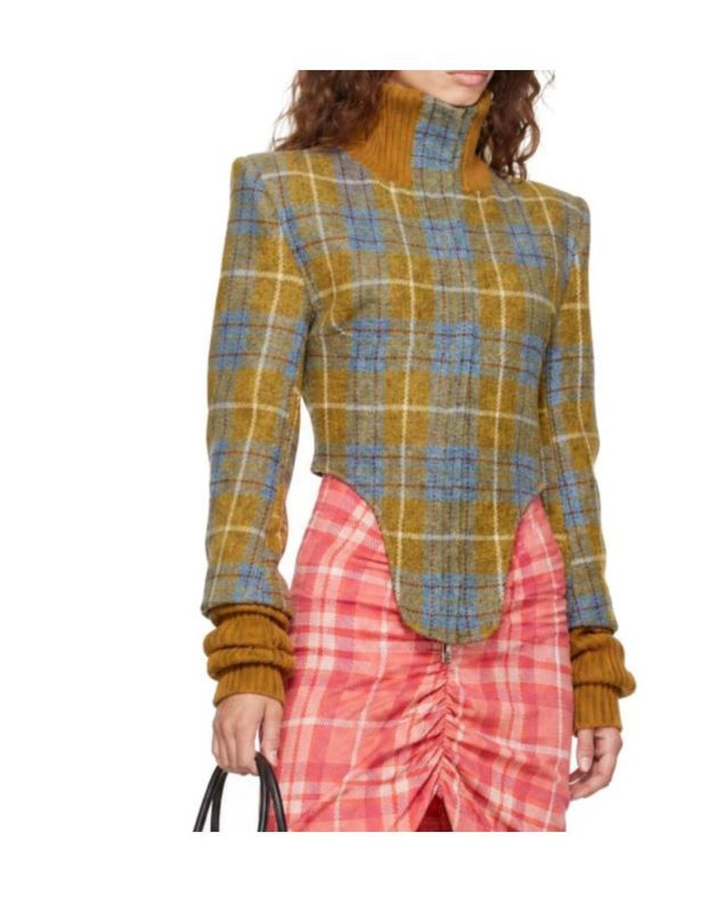 Vivienne Westwood Brown Checked Knitted Jacket