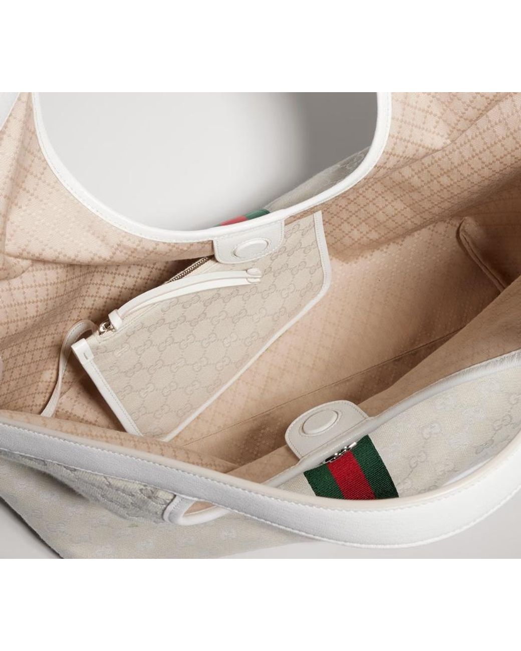 Gucci White Giglio Large Tote Bag