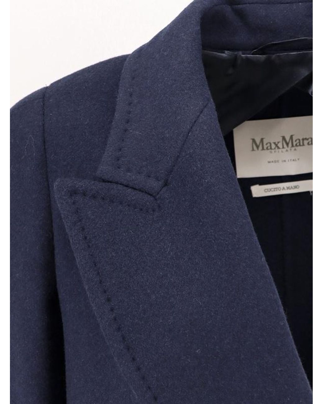 Max Mara Blue Albania1234 Double-Breasted Long-Sleeved Coat