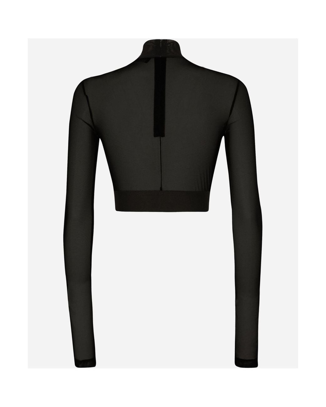 Dolce & Gabbana Black Roll-Neck Tulle Top