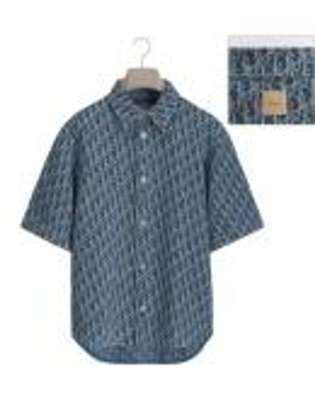 Dior Blue Homme Oblique Pattern Short-Sleeve Shirt for men