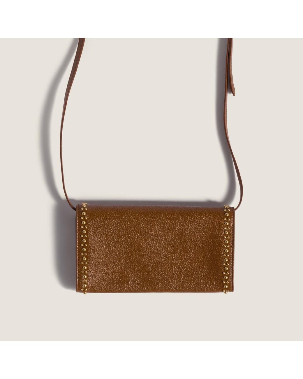 Miu Miu Brown Leather Wallet With Shoulder Strap