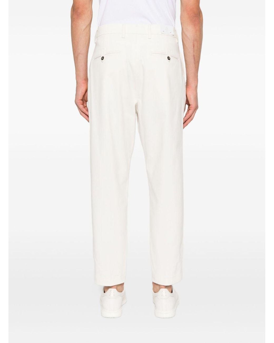 Eleventy White Pleated Tapered Pants for men