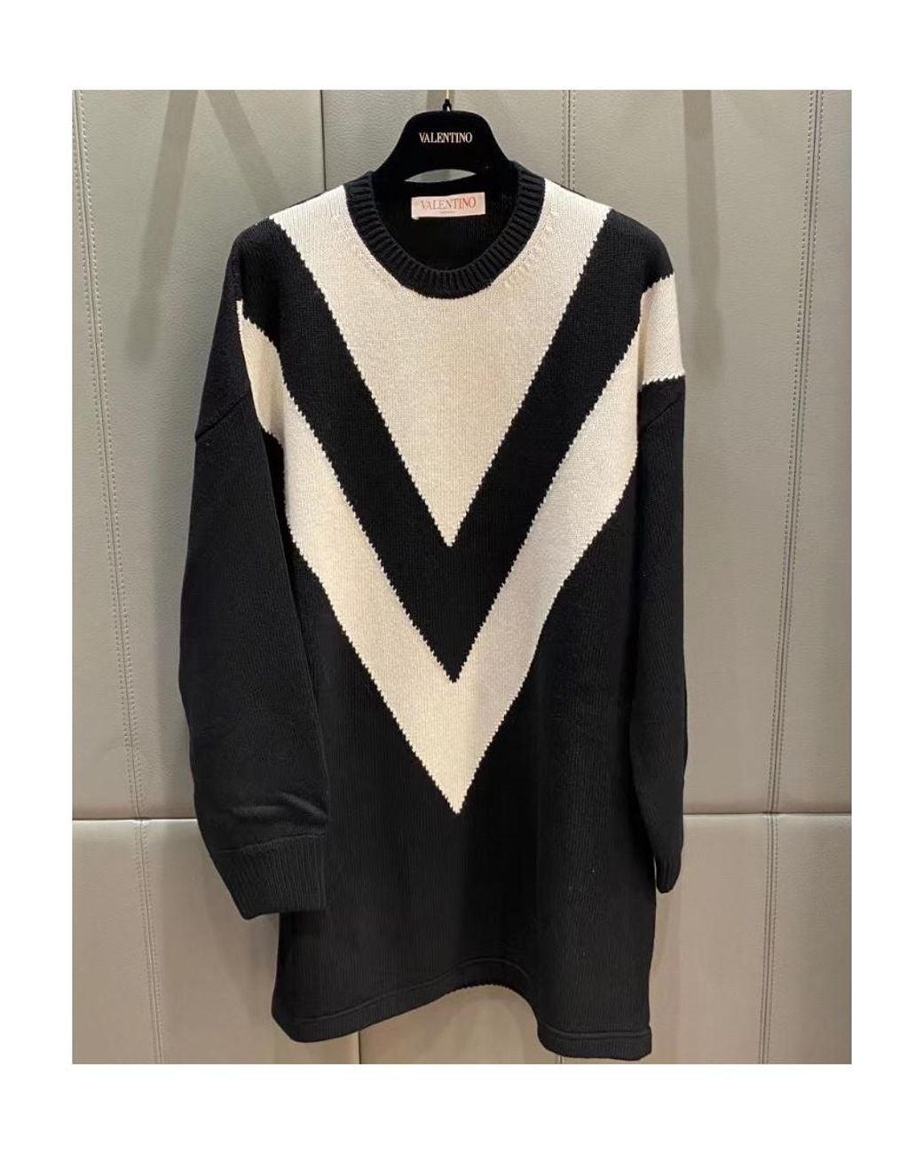 Valentino Blue Two-Tone Virgin-Wool Jumper