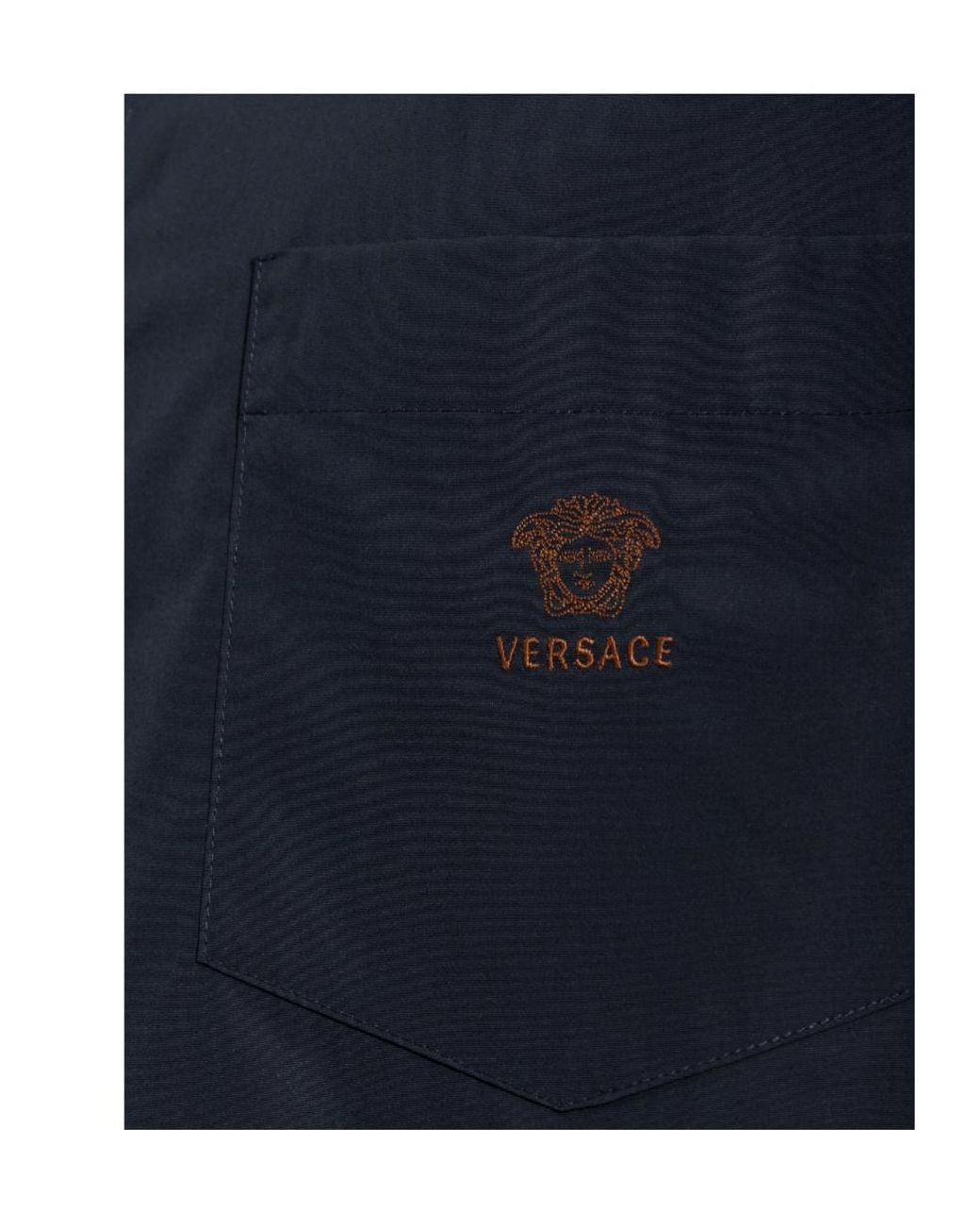 Versace Blue Logo Pocket Short-Sleeve Shirt for men