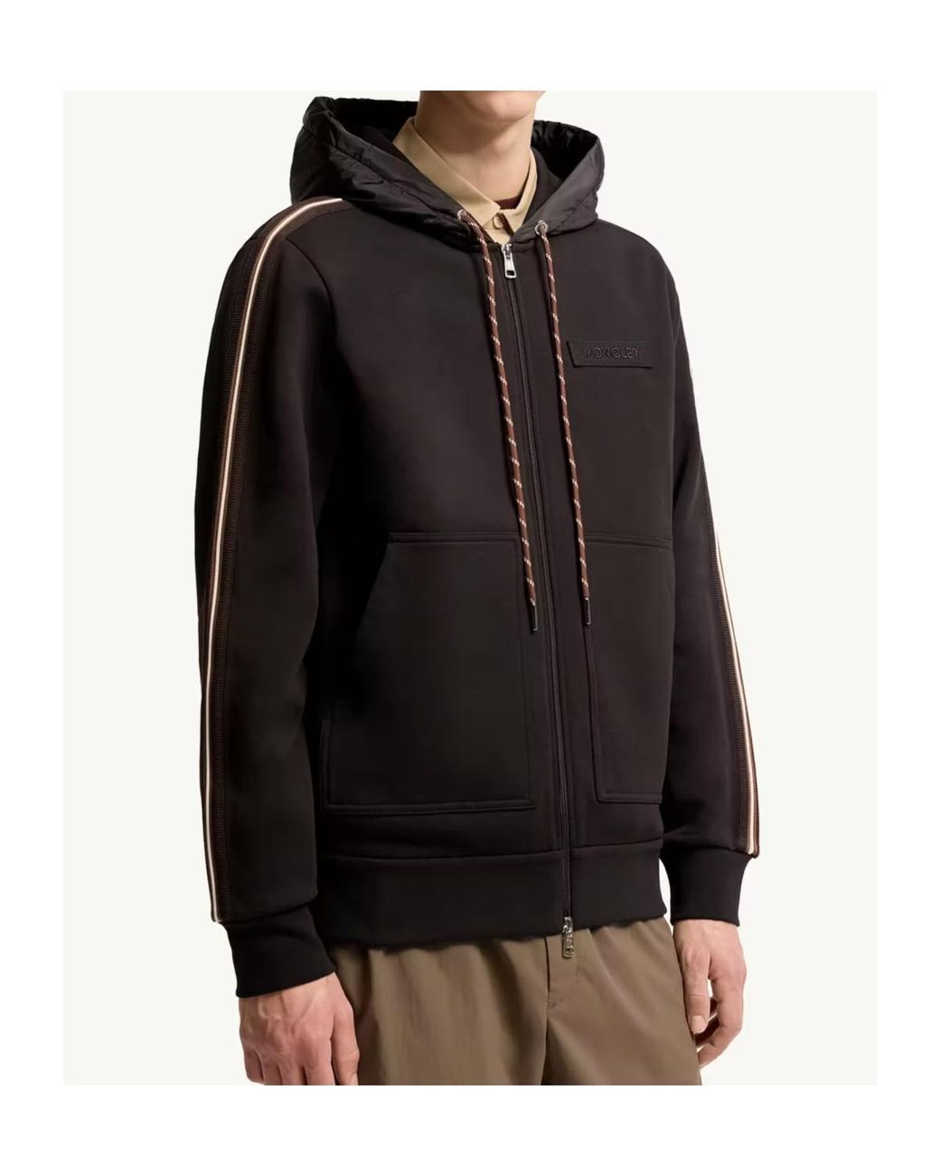 Moncler Black Logo Patch Zip-Up Jacket for men