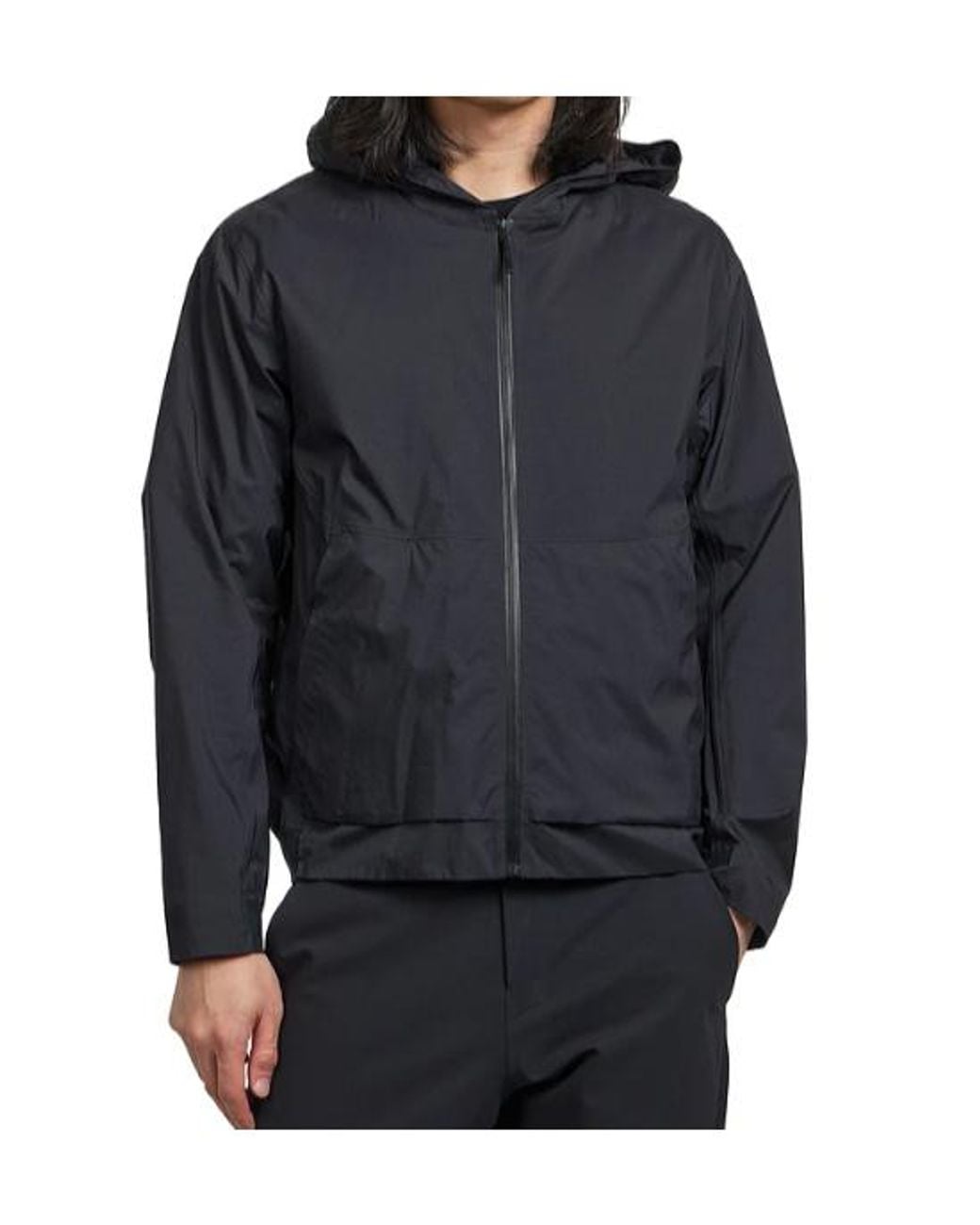 Veilance Black Long-Sleeved Zip-Up Hooded Jacket for men