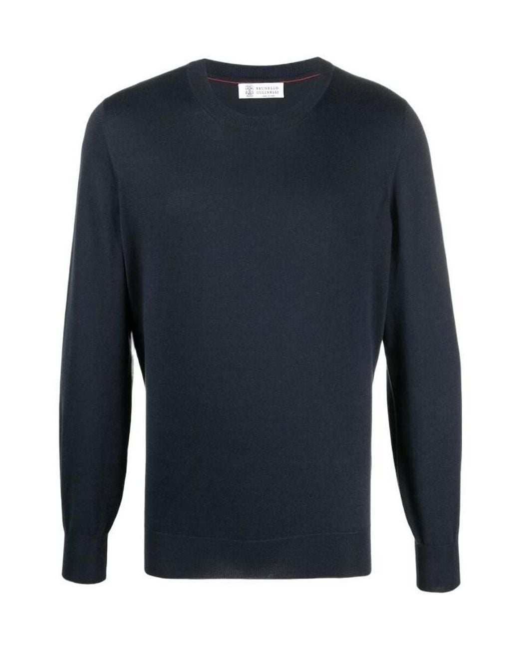Brunello Cucinelli Blue Crewneck Knitted Jumper for men